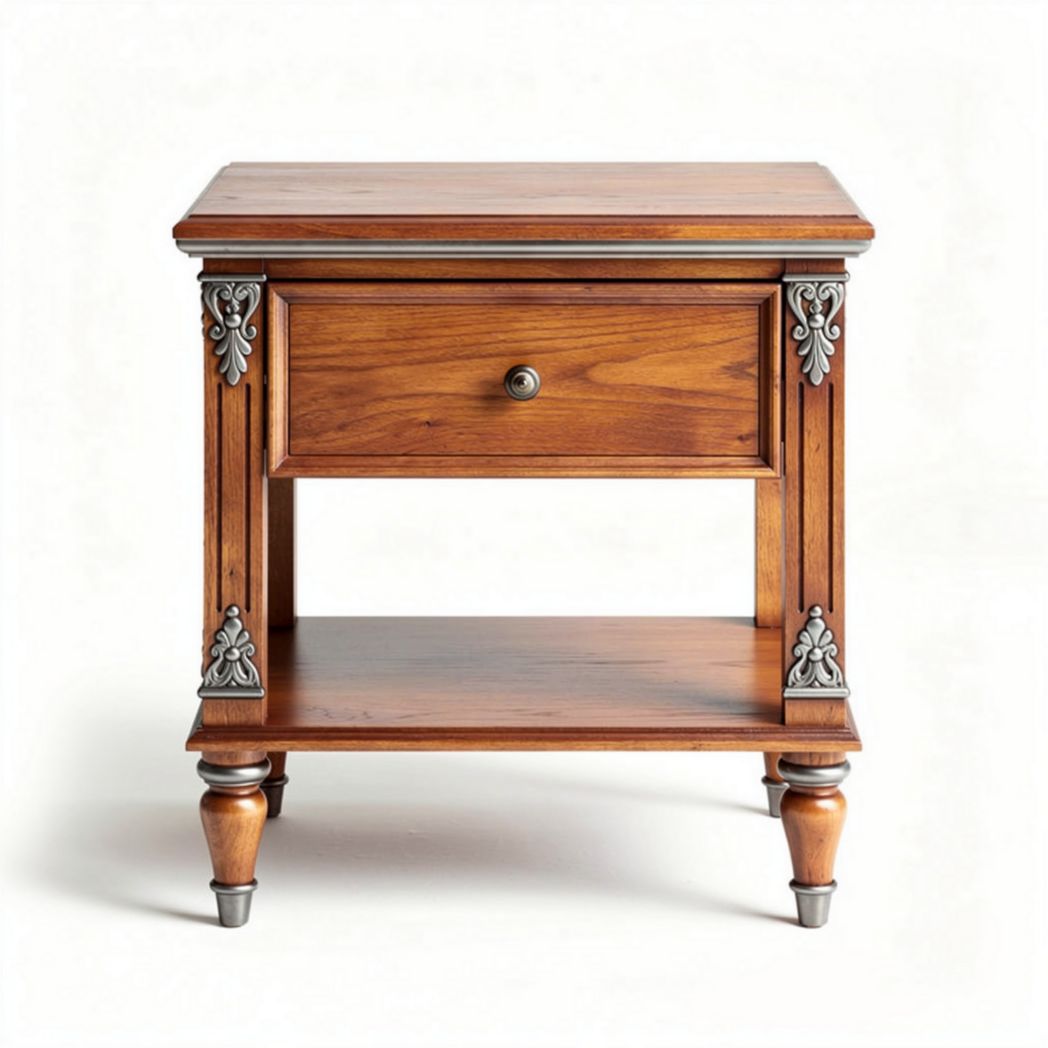 Wooden nightstand with drawer and shelf in traditional design 45 x 40 x 60cm