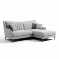 Sectional sofa in light gray fabric with cushions 210 x 90 x 85cm