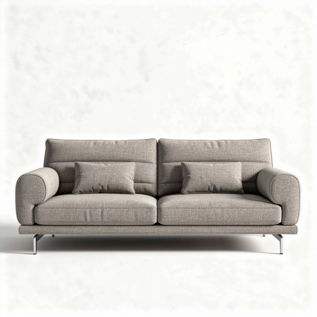 Modern fabric sofa with detachable cushions in light gray 200 x 90 x 85cm