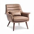 Brown leather armchair with cushion for living room decor 80 x 80 x 90cm