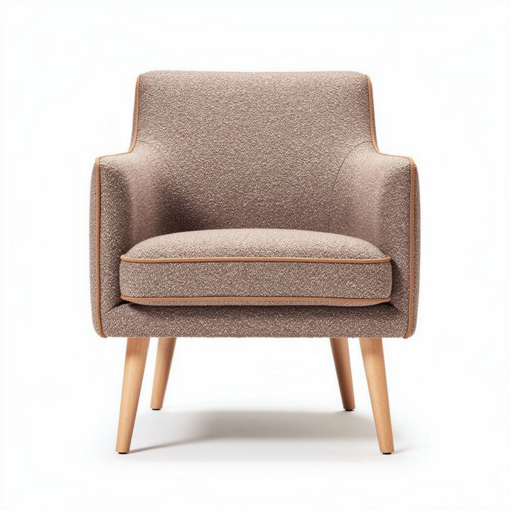 Modern accent chair with fabric upholstery and wooden legs 70 x 70 x 80cm