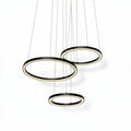 Modern circular pendant light fixture in black and gold finish 60 x 60 x 10cm