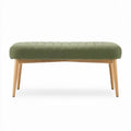 Green upholstered bench with wooden legs 90 x 40 x 45cm for indoor use