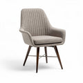 Upholstered dining chair with ribbed fabric and wooden legs in gray 45 x 55 x 85cm