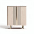 Wooden storage cabinet with slatted design and metallic legs 70 x 40 x 90cm